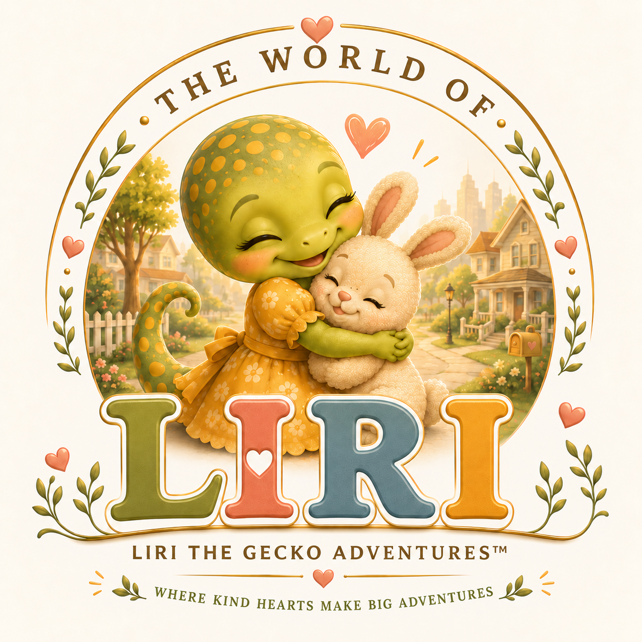 THE WORLD OF LIRI™ logo featuring Liri the Gecko and Snuggie Bunny™